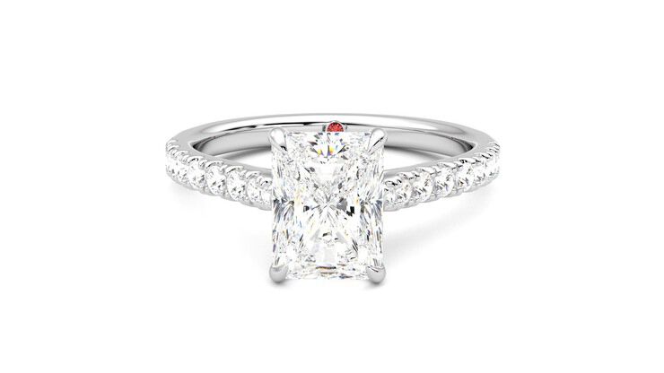 Radiant centre and fishtail diamond pavé band engagement ring