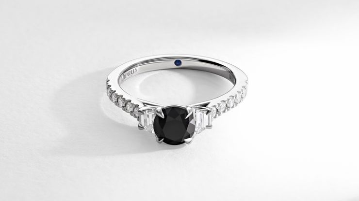 Black diamond pave engagement ring