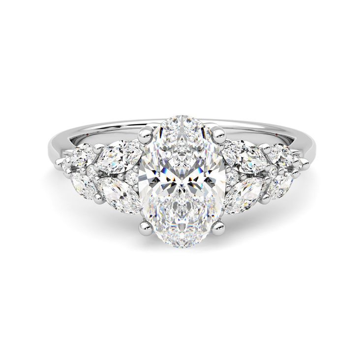 Cascade platinum oval ring