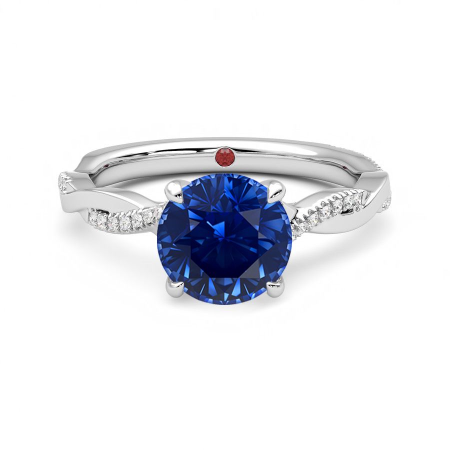 Cassia white round sapphire blue medium eye clean
