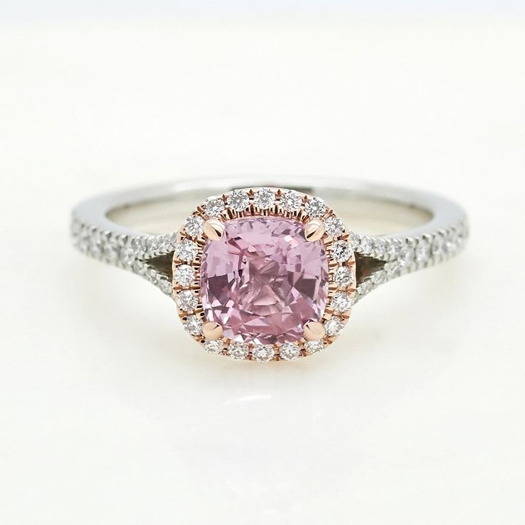 Cushion cut purple sapphire engagement ring