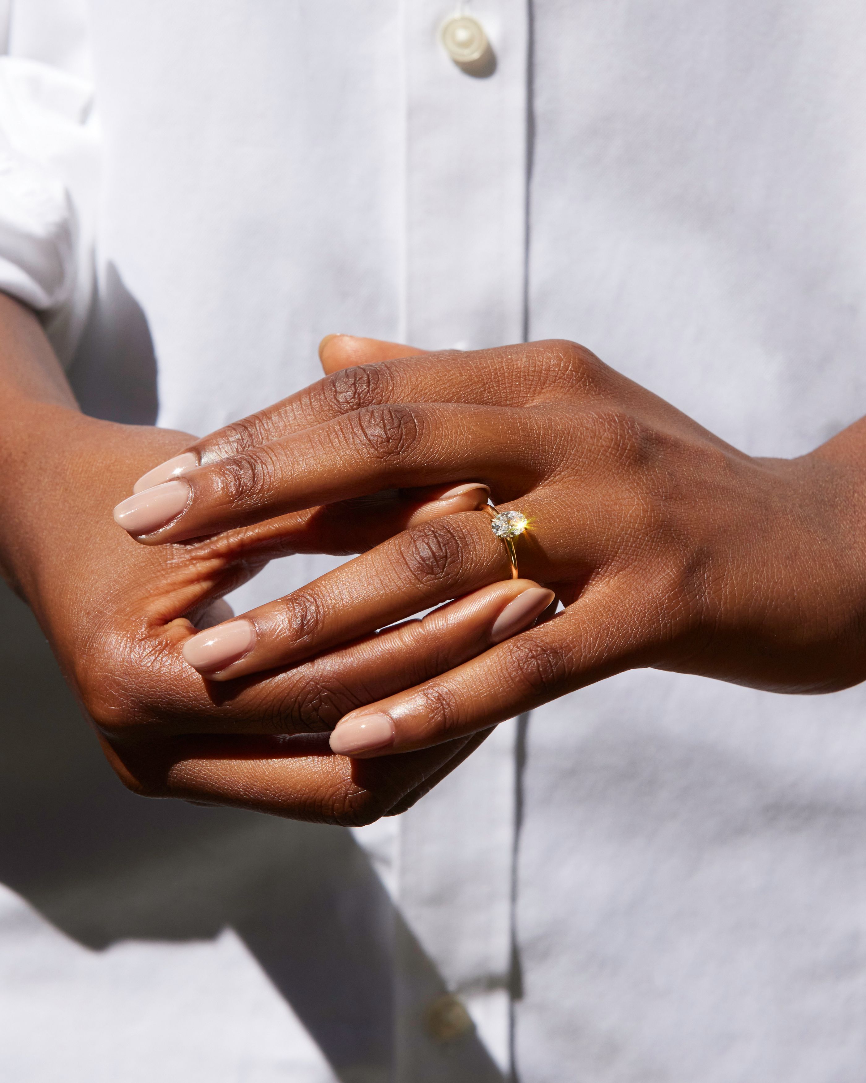 Demure oval solitaire