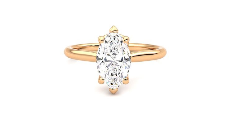 Marquise diamond six-claw solitaire engagement ring set in 18ct rose gold