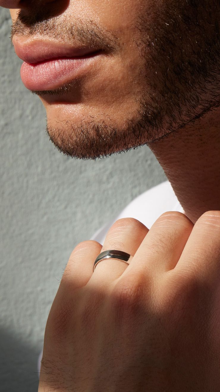 Mens wedding ring on hand