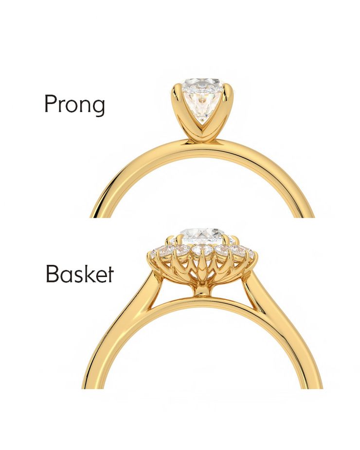 Prong vs basket setting engagement ring