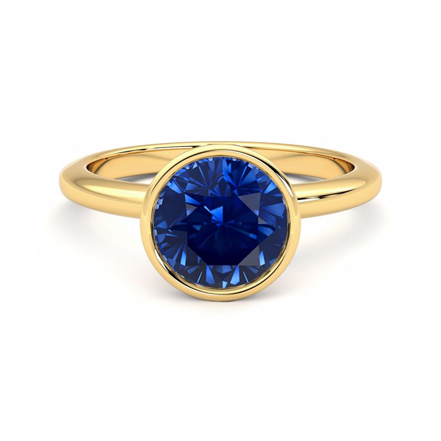 Purity yellow round sapphire blue medium eye clean