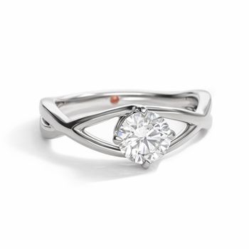 Round diamond twisted band engagement ring platinum orange signature stone