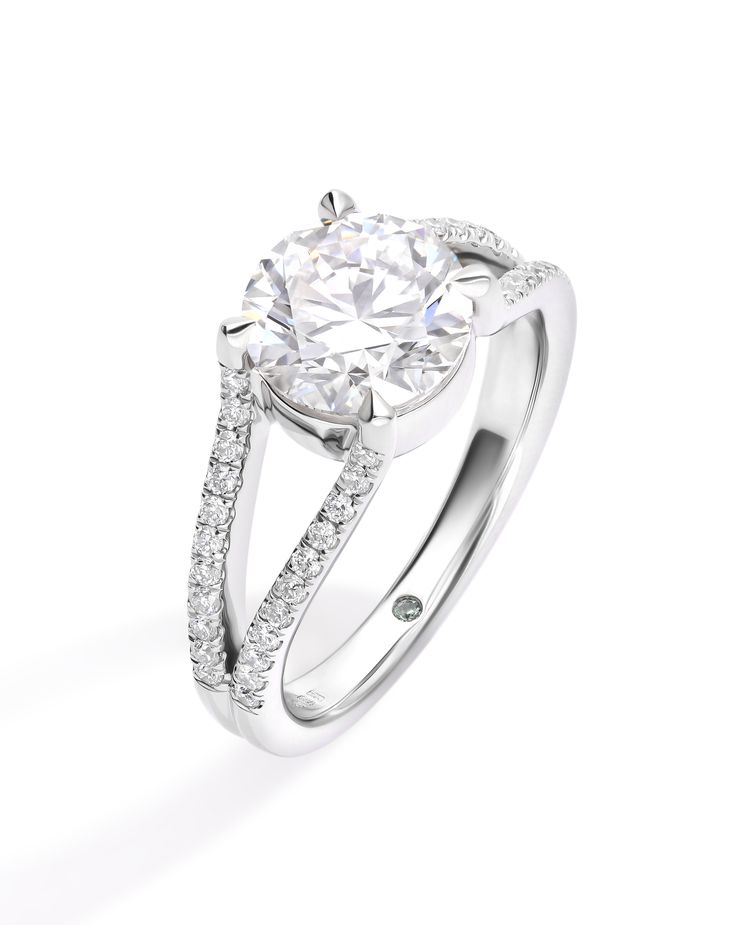 Symphony round diamond split shank diamond pave engagement ring