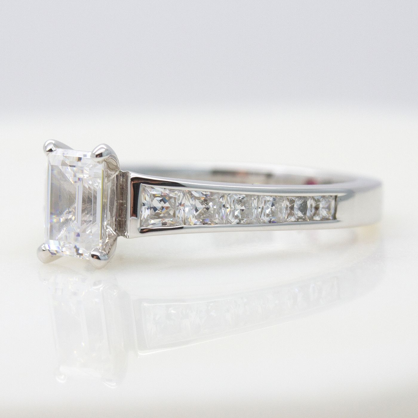 French cut pave engagement ring
