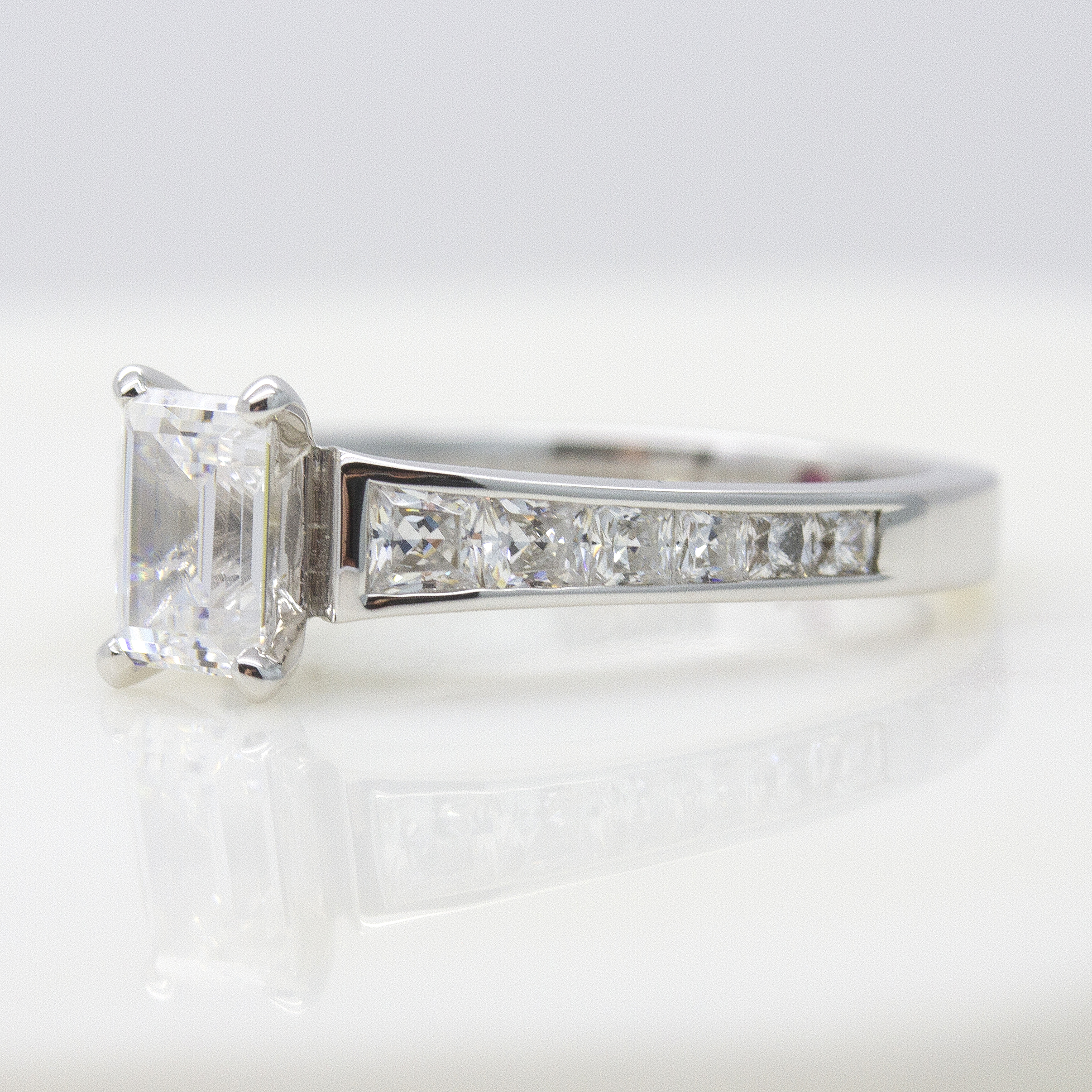 French cut pave engagement ring