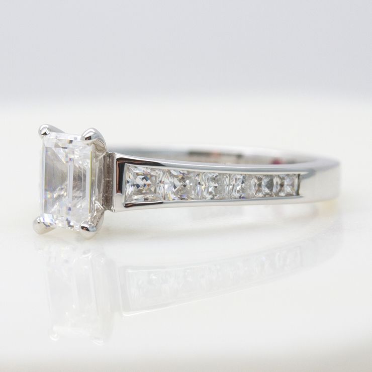 French cut pave engagement ring