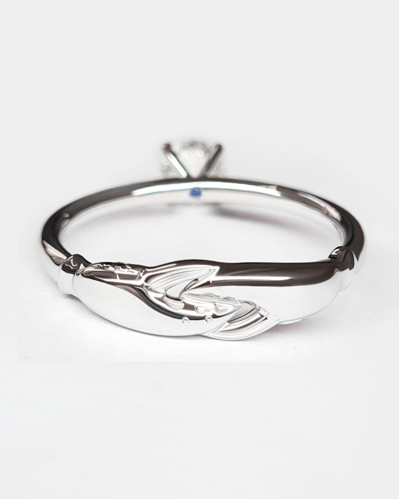 Platinum engagement ring lobster claw pincer animal organic nature design