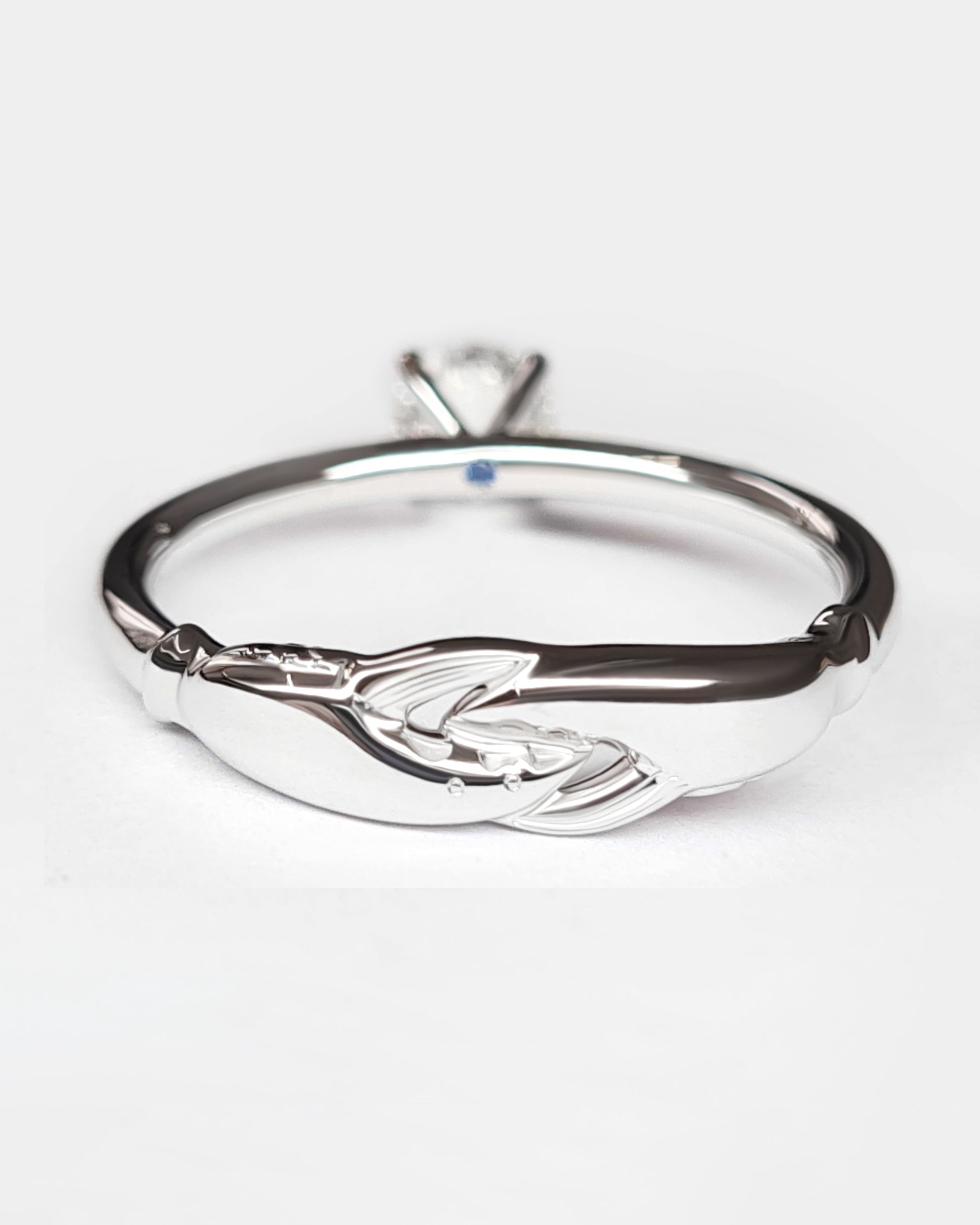 Platinum engagement ring lobster claw pincer animal organic nature design