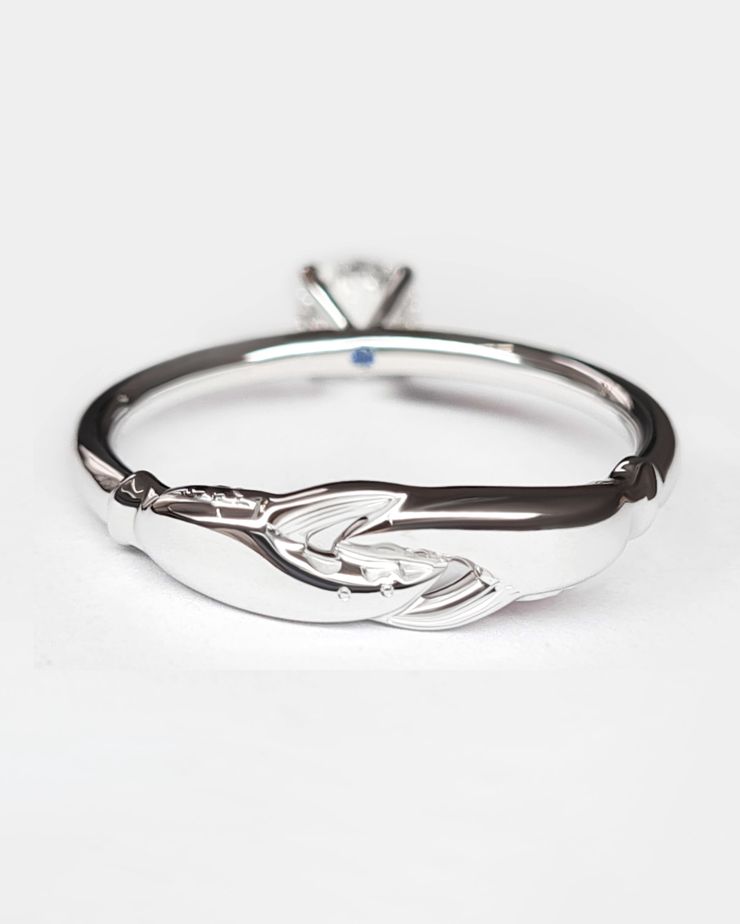 Platinum engagement ring lobster claw pincer animal organic nature design