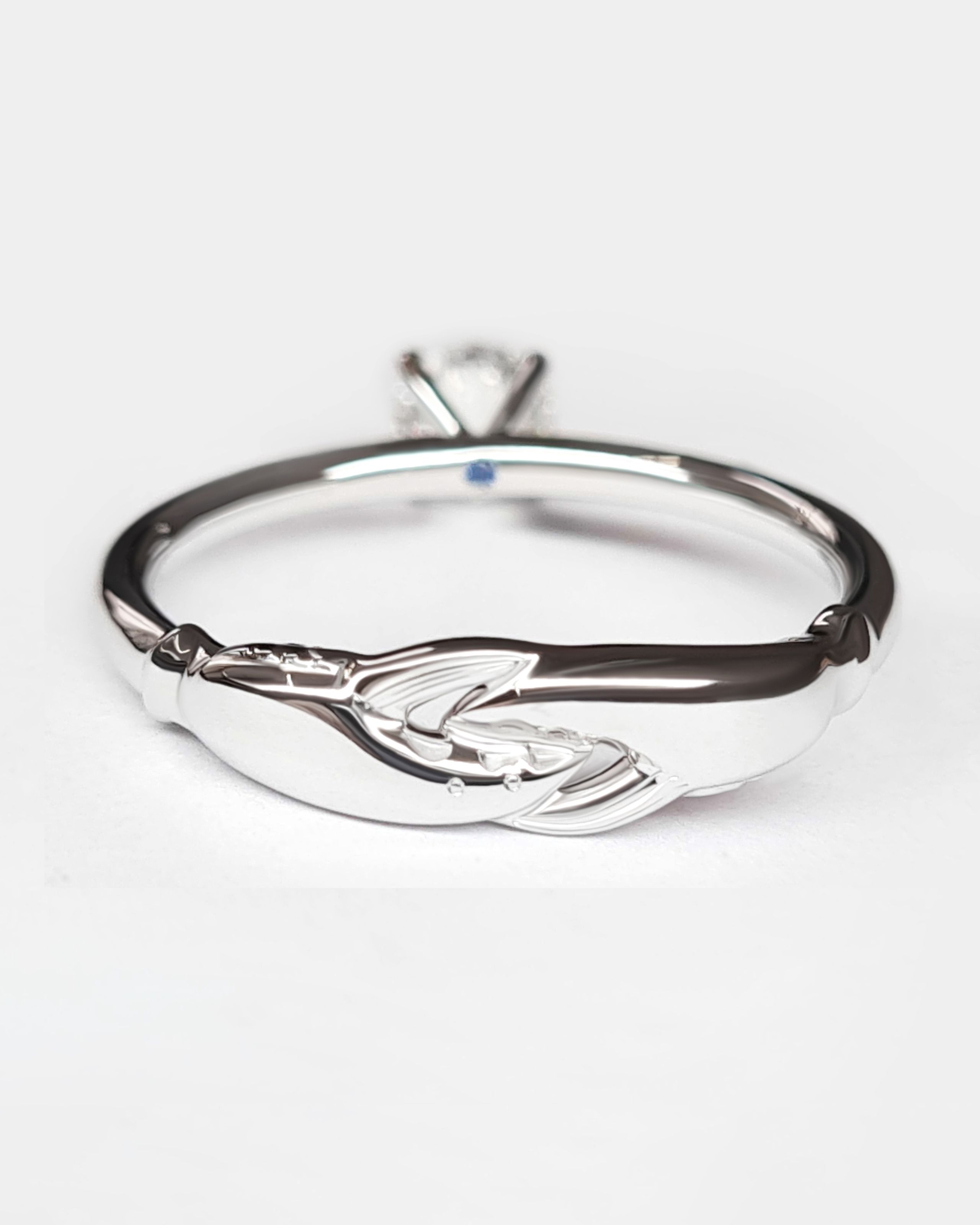 Platinum engagement ring lobster claw pincer animal organic nature design