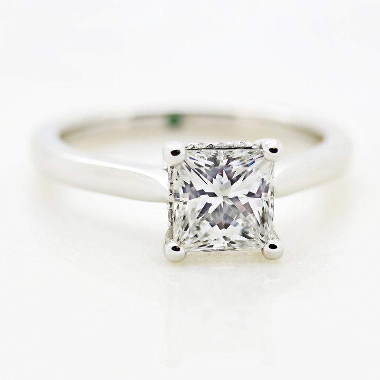 Princess cut diamond solitaire engagement ring