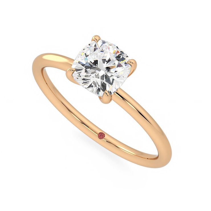 Demure gold rose cushion ring