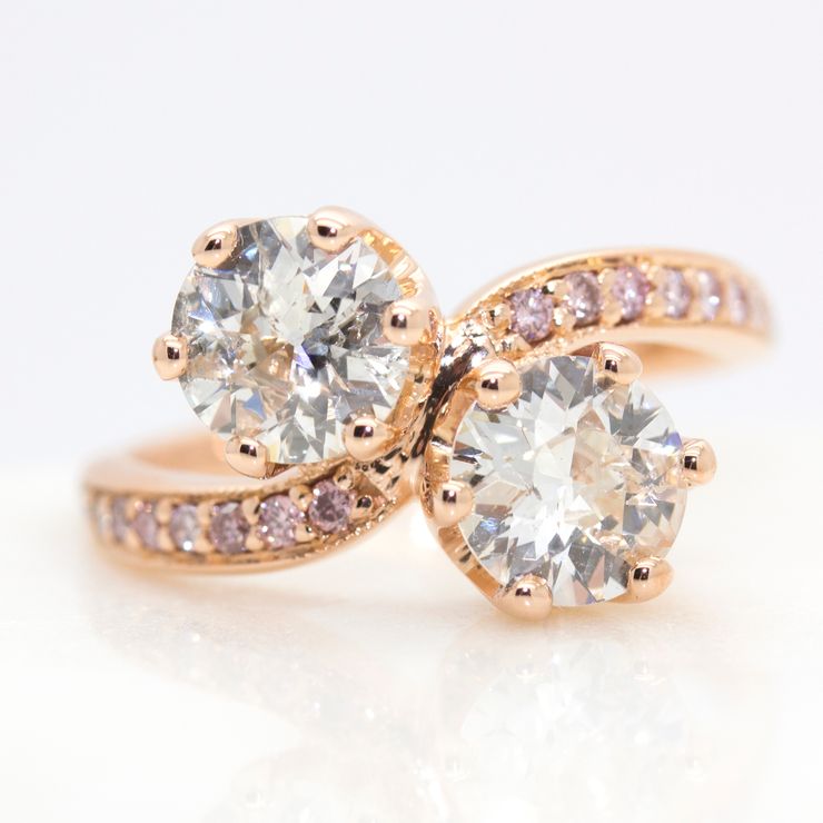 Bespoke moi et toi rose gold engagement ring