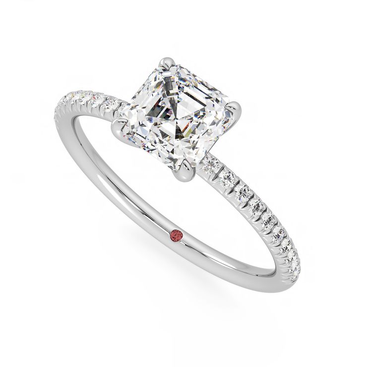 Dulcet asscher micro pave engagement ring fishtail