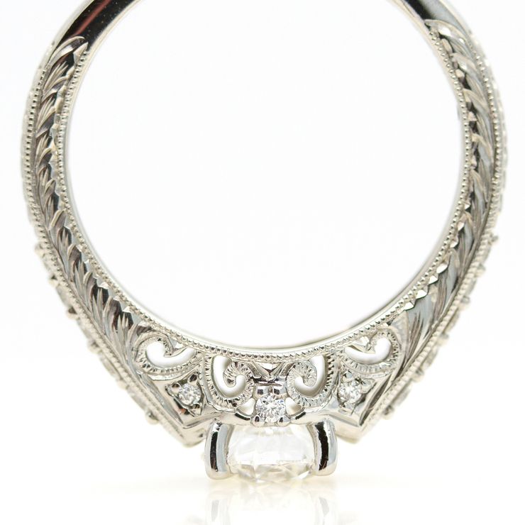 Platinum filigree engagement ring
