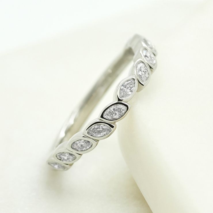 Vintage inspired marquise diamond wedding band 