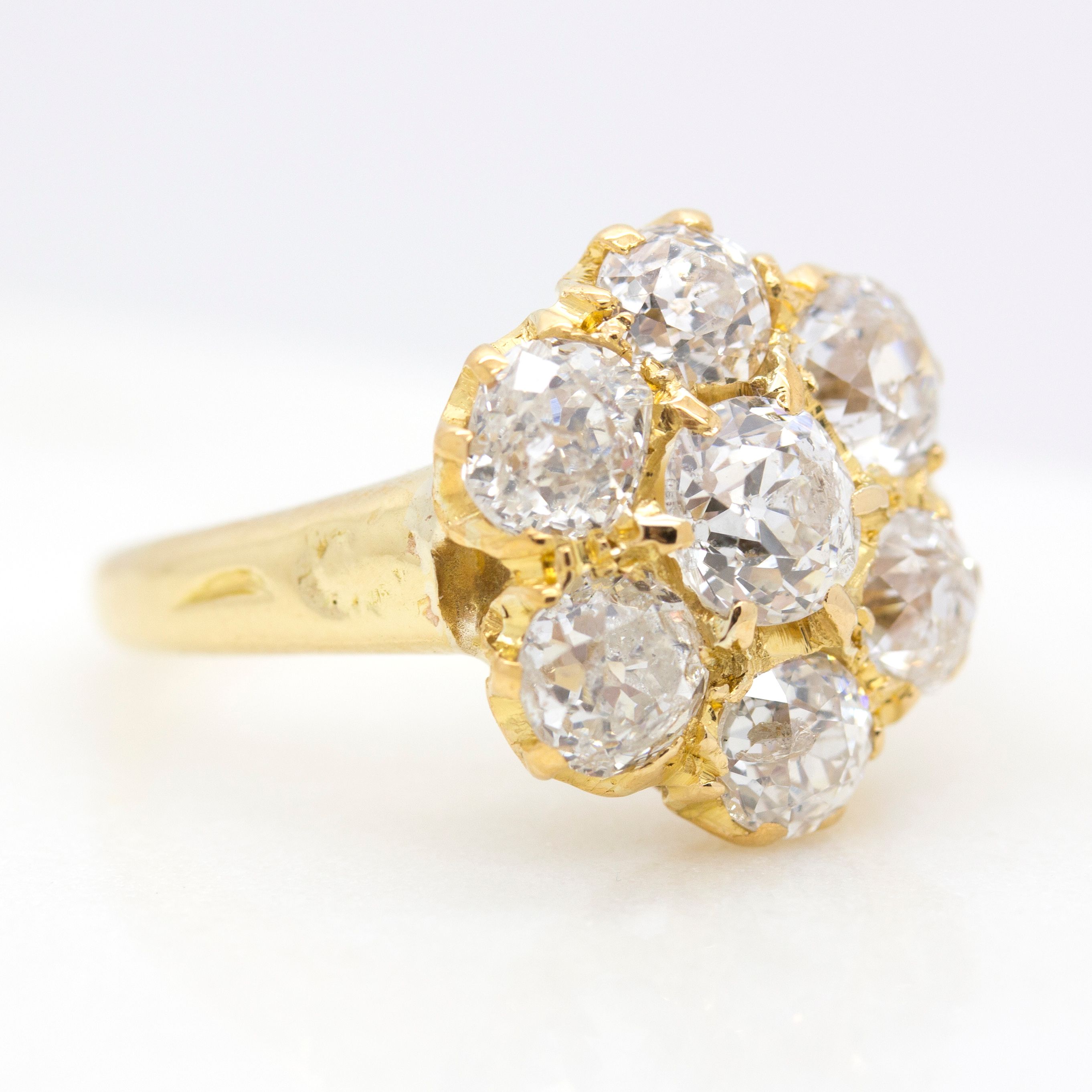 Old european cut diamond cluster ring