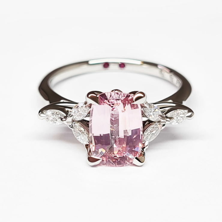 Pink sapphire platinum engagement ring