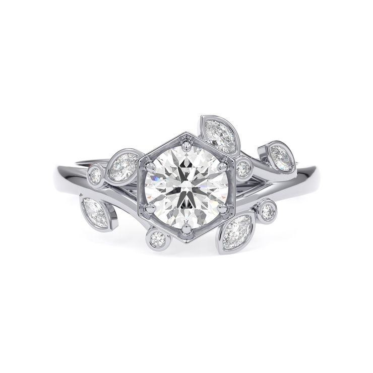 Round diamond bezel set platinum engagement ring