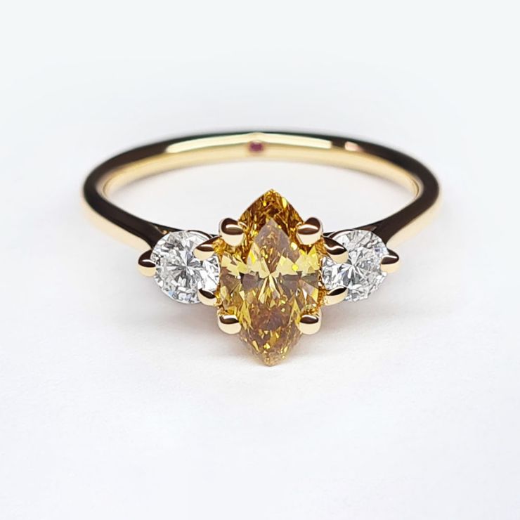 Yellow marquise diamond gold engagement ring