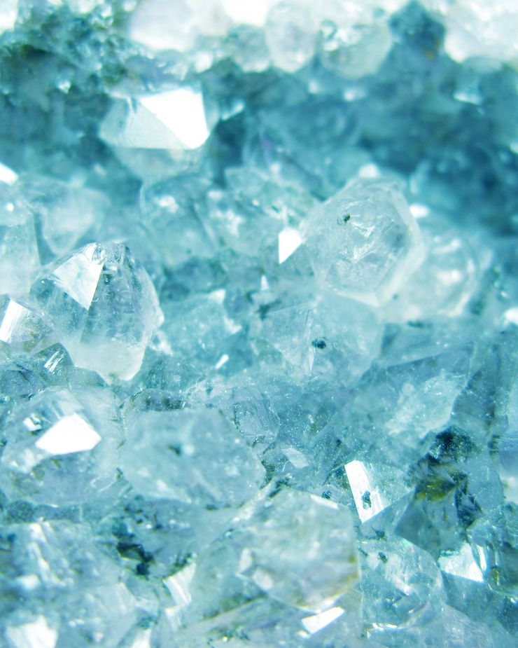 Aquamarine natural quartz blue gem geological crystals texture background