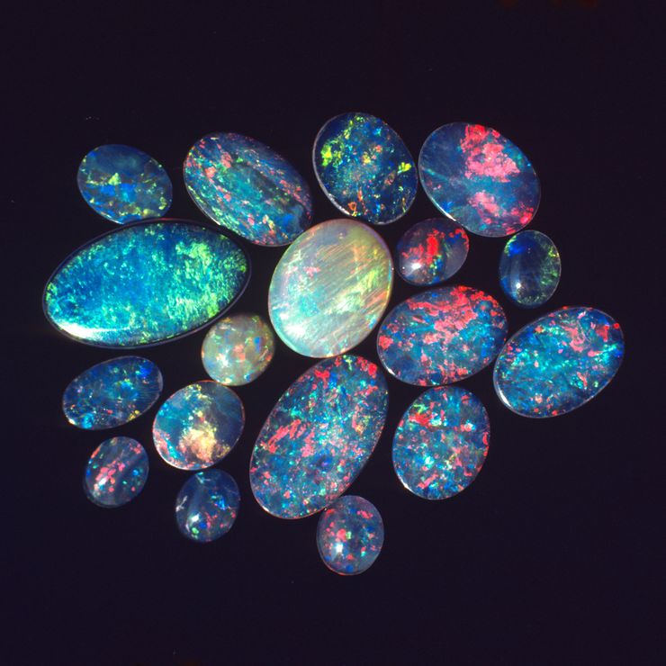 Black opals from Coober Pedy South Australia.