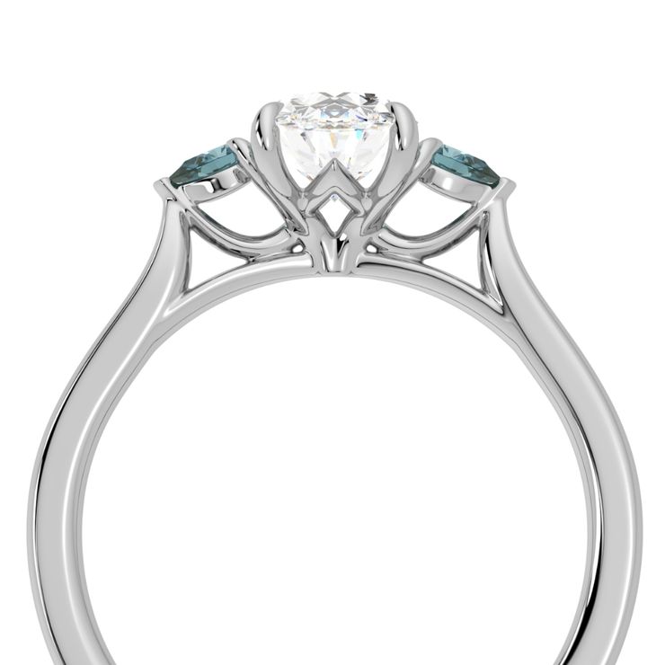 Oval trilogy with colourful side stones