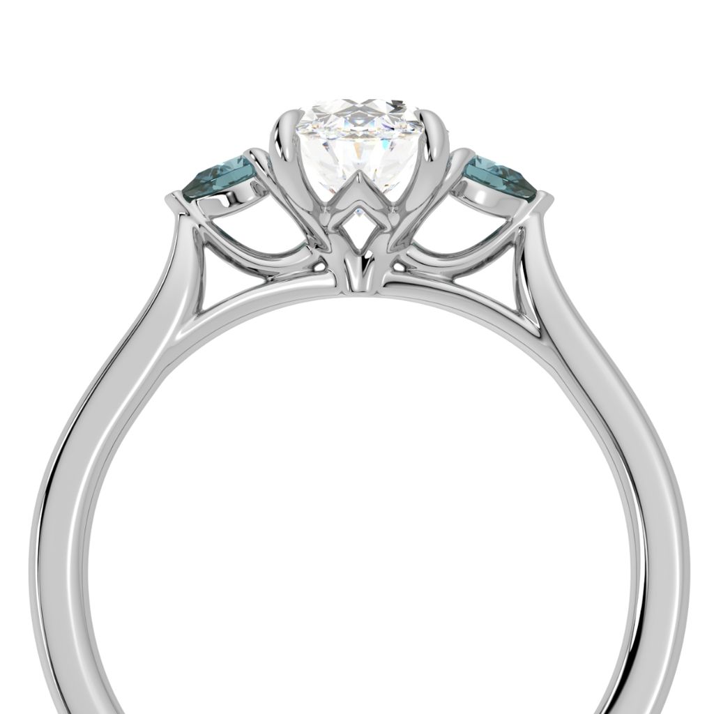Oval trilogy with colourful side stones