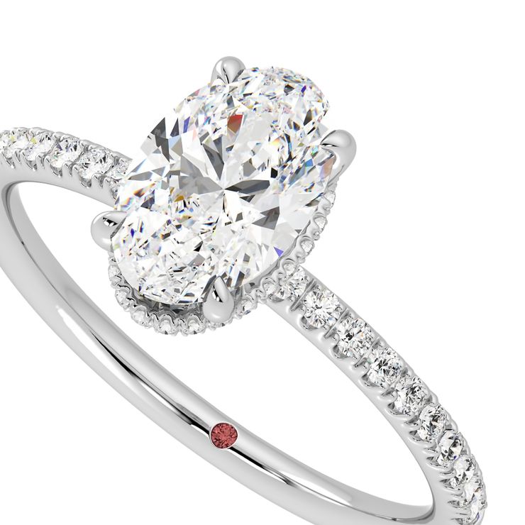 Oval hidden halo with pavé band
