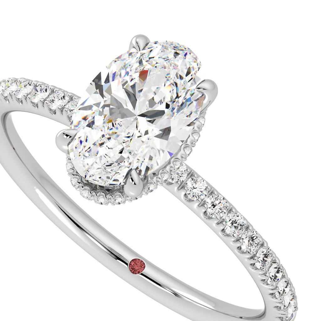 Oval hidden halo with pavé band