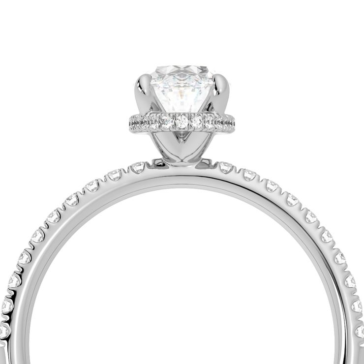 Oval hidden halo with pavé band