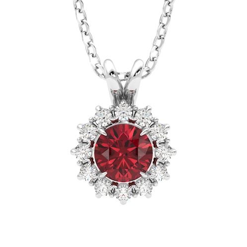 Briar Round Pendant Garnet Front WG