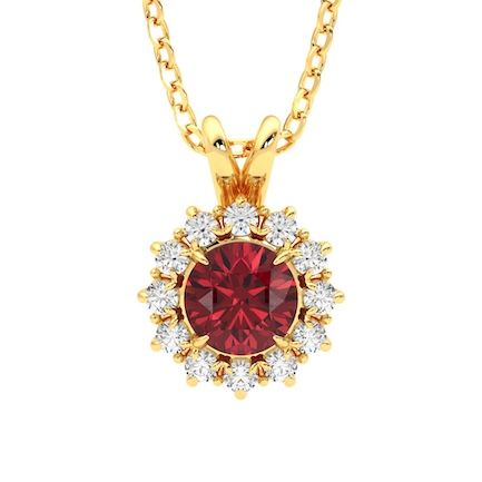 Briar Round Pendant Garnet Front YG