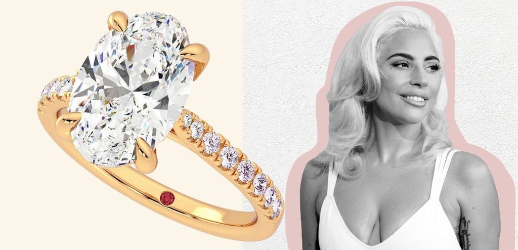 Lady Gaga - Oval diamond engagement ring in yellow gold