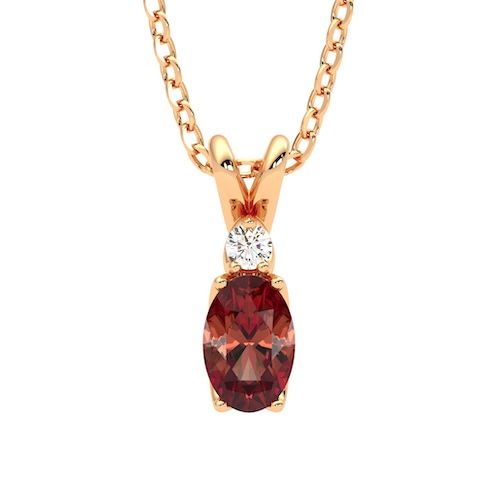 Fiore Oval Pendant Garnet Front RG