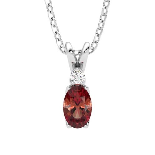 Fiore Oval Pendant Garnet Front WG