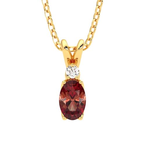 Fiore Oval Pendant Garnet Front YG