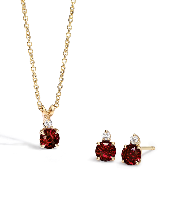 Sapphire jewellery Fiore Round 3 Garnet YG