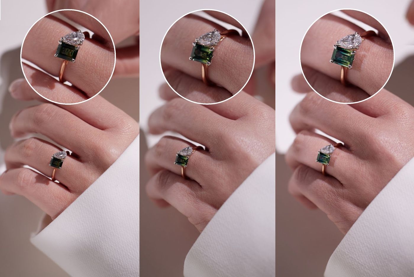 bi colour gemstone in different lighting conditions