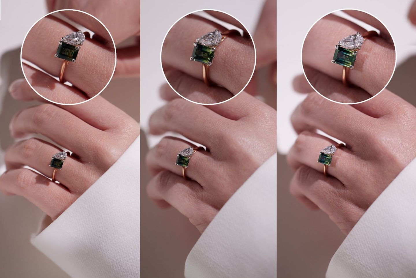 bi colour gemstone in different lighting conditions