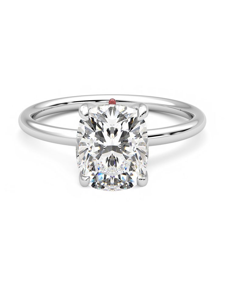 Elongated cushion diamond engagement ring