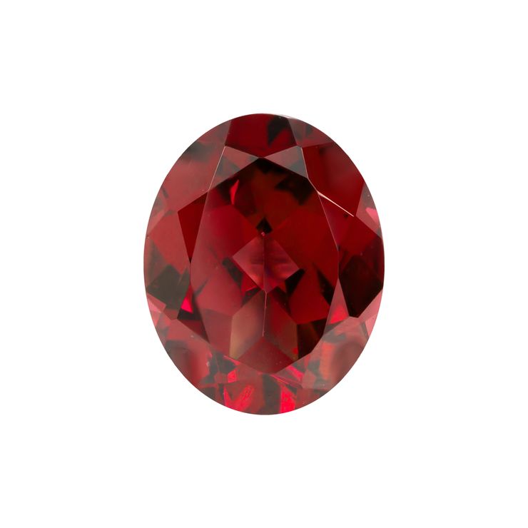 Natural Garnet Oval Facet On A White Background Isolate