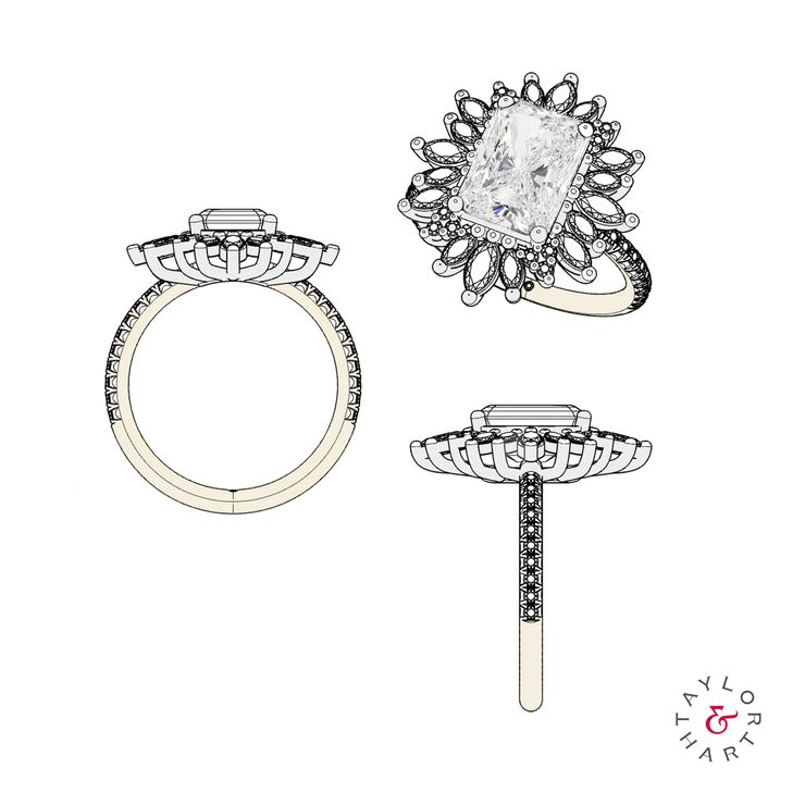 Sunflower inspired sketches ring