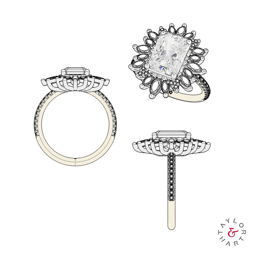 Sunflower inspired sketches ring