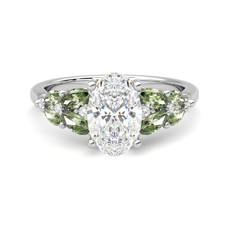 Cascade platinum oval green ring